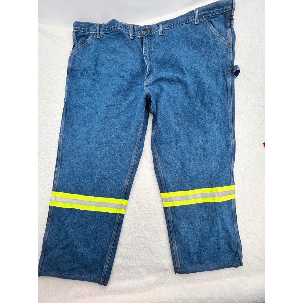 Big Bill Heavy Carpenter Jeans Blue Hi-Vis Reflective Safety Work Pants 60x30